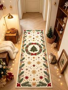 1pc Pine Christmas Tree Runner Rug, Hallway Long Carpet, Area Rug, Living Room Home Decor, Room Decoration, Washable Carpet, Christmas Gift - Pine Christmas Tree - View 2