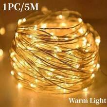 1pc 10/20/30/50/100 Lights 1/2/3/5/10m Fairy Tale Lights, Fairy String Lights, Copper Wire Led String Lights, Halloween Pumpkin Decor Lights,Christmas Tree Decoration Suitable For Holiday,Wedding,Party Decoration Copper Wire Light String,Wreath Decor - Yellow - View 14