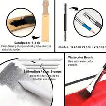 72pcs Art Supplies Drawing Pencils Set - Pro Sketching Kit, Includes Graphite, Charcoal, Watercolor & Metallic Pencils - 72 Piece Painting Set - View 8