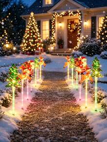 6pcs Christmas Solar Acrylic LED Lights,Outdoor Waterproof Lawn Lights, Suitable For Creating A Christmas Atmosphere In Gardens And Courtyards, Applicable To Paths, Steps, Christmas Tree Decorations And Lighting Scenes For Christmas Parties - A - View 4