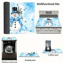 1pc Christmas Absorbent Mat, Christmas Snowman Pattern, Kitchen Countertop Absorbent Drying Mat, Coffee Machine Mat, Pour-Over Coffee Pot Mat, Dish Draining Mat, Non-Slip Heat-Resistant Kitchen Mat, Dining Table Mat, Breakfast Mat, Washing Machine Mat, Home Kitchen Dining Table Coffee Shop Bar Decor Mat, Holiday Party Housewarming Gift, Christmas Holiday Gift! - Multicolor - View 6