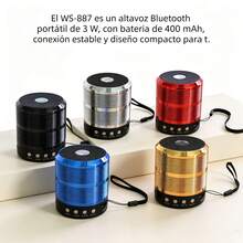 WS-887, el altavoz Bluetooth portátil que lleva música clara al camping, con batería de 400 mAh y sonido para varias horas. - Azul - Ver 2