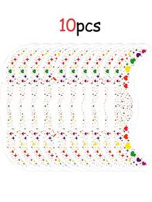 6pcs Holographic Sequin Freckle Stickers, Heart-Shaped Freckle Temporary Tattoo Stickers, Waterproof Glitter Temporary Tattoos, Shiny Star, Heart, Dot Pattern, Adult Party Holiday Daily Makeup Accessory - Multicolor - View 15