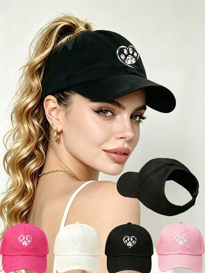 1/2 buah Topi Baseball Ekor Kuda Wanita, Topi Ekor Kuda Cepol Kasual, Topi Ujung Lancip Ringan, Topi Matahari Modis, Cocok Untuk Olahraga Luar Ruangan, Santai Dan Pemakaian Sehari-hari