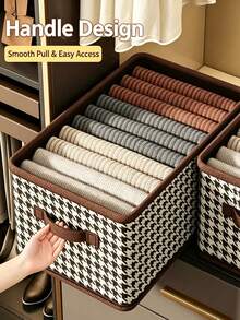 2/5pcs Foldable Fabric Storage Box With Lid And Handle, Made Of Durable Non-Woven Fabric, Suitable For Wardrobe, Bedroom, Dormitory, Camping, And Travel - Classic Design Space-Saving Wardrobe Organizer, Under-Bed Storage - Multicolor - View 3