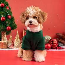 1pc Christmas Pet Hoodie T-Shirt, Fashionable & Comfortable Autumn/Winter Red & Green T-Shirt For Cats & Dogs, Suitable For Teddy, Poodle And Other Small To Medium Pets, Christmas Party Outfit - Multicolor - View 7