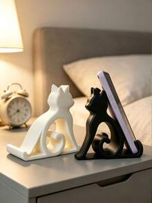 1/2pcs Cute Cat Shaped Phone Stand, Creative Animal Shape Desktop Phone Holder, Universal Non‑Slip Portable Smartphone Tablet Stand, Decorative Cell Phone Mount For Desk Office Bedroom Home, Ideal Gift For Cat Lovers - Multicolor - View 9