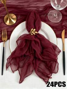 Bohemian Style Burgundy Gauze Napkins, Washable And Reusable, Large Capacity, Suitable For Autumn Dinner, Wedding Party, Home Decor, Thanksgiving, Baby Shower, Birthday Decoration - Multicolor - View 7