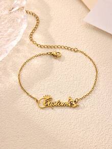 Custom Crown Butterfly Name Anklets For Women Stainless Steel Customized Ankle Bracelet Personalized Female Beach Foot Chain Jewelry Gift - Multicolor - View 3