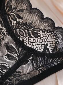 Sexy Lace Thin Women's Thong Panties - Black - View 6