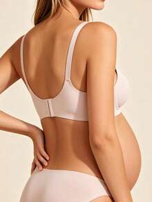 Hart & Haze Minimalist Seamless Nursing Bra, Breathable Solid Maternity Bra, Green Wire-Free Push-Up Lingerie, Front-Opening Postpartum Breastfeeding Bra - Pink - View 2