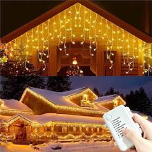 1pc 8-Function Battery Box Halloween Decoration Christmas Tree Decoration 45/80/96/150 Lights Icicle String Lights Birthday Wedding New Year Party Indoor String Lights Outdoor Eaves String Lights - Battery-powered Fairy Lights - View 4