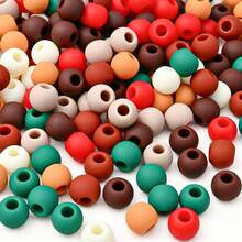 50/100pcs Manik-Manik Akrilik Matte Lubang Besar, Manik-Manik Spacer Bulat Buram Warna-warni 10mm, Untuk Pembuatan Perhiasan DIY, Makrame & Perlengkapan Kerajinan Tangan - Warna acak - View 5