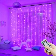 LED Remote Control String Lights, Hanging Curtain Lights, 8 Flashing Modes, Fairy Lights, Suitable For Christmas, Halloween, Holiday Parties, Garden Backyard String Lights, Outdoor String Lights - USB Curtain Light - View 16