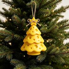 1pc-3D Printed Cheese Christmas Tree Desktop Ornament, Cute Yellow Cheese Style Christmas Tree Desktop Decoration, Holiday Desk Decor Gift - Cheese Tree - View 6