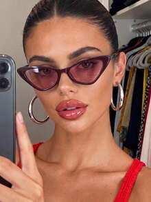 1 Pair Women's Fashion Cat Eye Sunglasses, Perfect Blend Of Modern Style And Vintage Charm, Suitable For Vacation Outfits, Parties, Daily Wear, Fits All Face Shapes - Multicolor - View 5