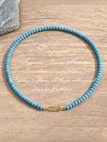 Natural Turquoise Abacus-Shaped Beads Necklace - Ancient Guardian Stone - Turquoise - View 1