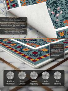 Digitally Printed Non-Slip Washable Runner And Area Rug, Suitable For Living Room, Bedroom, Outdoor, Kitchen Carpet | Modern, Scandinavian, Bohemian And Classic Styles | 100% Polyester - Dark Grey - View 5