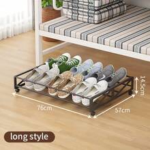 Under Bed Sliding Shoe Rack With Wheels, Space-Saving Shoe Storage Organizer For Dorm, Home And Sofa, Slanted Design To Prevent Shoes From Getting Stuck - Black - View 10