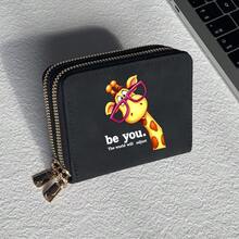 Giraffe Phone Print Card Holder, Lightweight Fashionable Women's Wallet, Suitable For Daily Use, Double Zipper Mini Wallet/Coin Purse/Card Holder - Multicolor - View 17