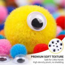 Large And Small Assorted Color Pom Poms Balls Fuzzy Pompoms With Wiggle Eyes For DIY Arts & Crafts Party Decor Craft Supplies Garland Scrapbooking Handmade Gifts - PMEY - View 6