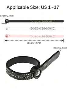 1pc Ring Size Measuring Ring, US Ring Size Finger Measuring Tool, Adjustable Standard Soft Ring Size Measuring Tool With Magnifying Glass, Reusable Finger Size Measuring Tool, Jewelry Size Measuring Tool, 1-17 US Ring Size, Valentine's Day Ring Size Measuring Ruler - Multi-color - View 4