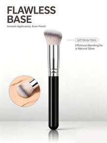 Angled Foundation Brush, High Density Soft Bristle Concealer Brush, Non-Absorbent Makeup Brush, Portable Foundation Brush For Beginners, Liquid Foundation, Cream Contour Multi-Use Makeup Tool - Black - View 2