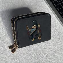 Crow Print Card Holder Lightweight Fashionable Wallet Suitable For Daily Use For Women Double Zipper Mini Wallet Purse Wallet Card Wallet - Multicolor - View 12