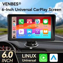 VENBES Đầu phát ô tô di động PND 6.1 inch, màn hình cảm ứng hỗ trợ CarPlay không dây & Android Auto không dây, Bluetooth FM - Màn hình chính + Camera lùi vuông 8 đèn LED - Xem 2