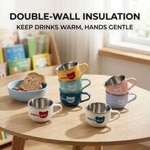304 Stainless Steel Mugs, Double Wall Insulated Coffee Cup, Metal Coffee Cup With Handle, Cartoon Bear Pattern Portable Tea Cup, Drop-Resistant Metal Mug, Dishwasher Washable Water Cup For Student School - Multicolor - View 4