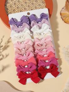 20pcs Multicolor Waffle Bow Hair Clips Set, Simple Solid Color Hair Accessories For Girls, Children's Daily Wear Headwear - Mixed color - View 12