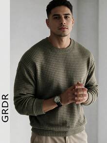 GRDR Textured Versatile Men's Pullover All-Match Casual Daily Commute - Army Green - View 1
