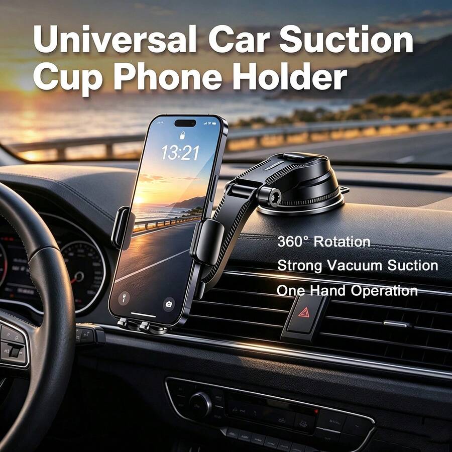 Universal Car Dashboard Phone Holder, Strong Suction And Anti-Shake/360° Rotating/Suitable For Vehicle Use, Compatible With Most Phone Models, Stable Handsfree Mobile Stand For Vehicle Driving Navigation - 02 - View 1