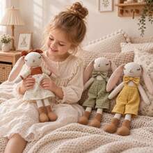 [Long-Eared Rabbit Baby]1pc Handmade Linen Long-Eared Rabbit Plush Doll, Easter Gift, Baby Full Moon Gift - Long-eared Rabbit Plush Toy - View 3