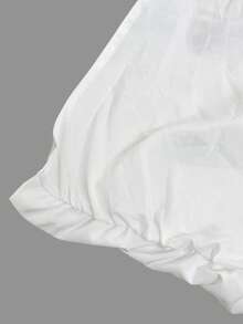 بلوزة نسائية قصيرة أنيقة وكاجوال بياقة واقفة وأكمام بتلات وظهر فضفاض مع فيونكة وظهر مفتوح - أبيض - مشاهدة 7