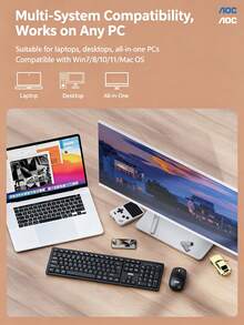 AOC KM200 Business Keyboard And Mouse Combo, Splash-Resistant Keyboard, Anti-Slip Mouse Grip, Compatible With Laptops And Desktops, High Performance And Value - View 7