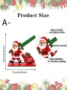 Christmas Wooden Paper Towel Holder, Santa Claus Snowman Elf Shaped Desktop Paper Towel Rack, Holiday Kitchen Desktop Decor, Home Decor Christmas Gift - Multicolor - View 10