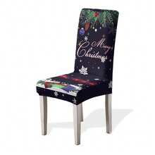 1/2/4/6pcs Christmas Print Chair Covers, Cartoon Holiday Atmosphere Decorative Dust-Proof Elastic Full-Coverage Chair Covers - Multicolor - View 23