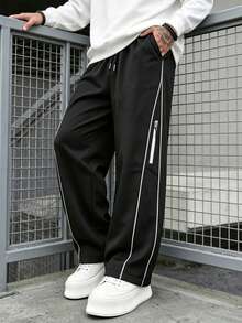 Men's Spring/Summer Casual Loose Straight Leg Fashion Sports Sweatpants - Black - View 1