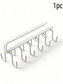 1/2pcs Hat And Bag Storage Rack, Belt Storage Rack, Closet Accessories Storage Rack, 6 Hat Hooks, Closet Clothing Storage Rack, No-Drill Easy Storage Rack, Closet Hook Storage Rack, Longest Side 10.2 Inches, Second Longest Side 8.6 Inches, Height 3.1 Inches - Upgraded White - View 12