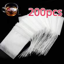 100pcs/Pack Disposable Tea Filter Bags With Drawstring, Heat-Sealed Non-Woven Fabric Spice Filter Bags, Tea Bags - Transparent - View 13