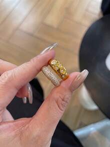 3pcs/Set Vintage Gold Women's Stackable Ring Set, Rhinestone Pave Baroque Style Exquisite Stackable Jewelry - Gold 2 - View 2