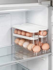 1pc Egg Storage Box, Double-Layer Sliding Egg Fresh-Keeping Box, Can Hold 12-14 Eggs, Plastic Material. Refrigerator Storage Rack, Kitchen Egg Tray, Washable, Portable, Can Be Used In Home Kitchen And Outdoor BBQ. Kitchen Accessories, Kitchen Storage, Kitchen Tools, Storage And Organization Tools, Kitchen Supplies - Multicolor - View 5