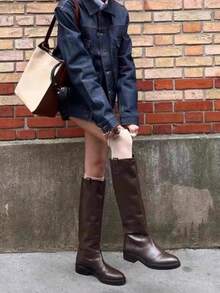 Classic Versatile Knee-High Riding Boots 2025 Autumn/Winter New Leather Vintage Tall Boots - Brown - View 2