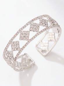 1 chiếc vòng tay cuff bản rộng rỗng hình thoi sang trọng thanh lịch cho nữ, tiệc tối, đám cưới, làm quà tặng - Nhiều màu - Xem 12