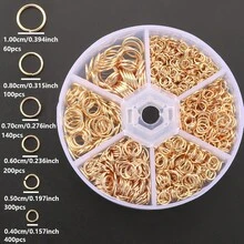 1200pcs DIY Connector Ring Parts Set, Includes Multiple Sizes Jump Rings, Suitable For Braiding DIY Necklace, Bracelet, Anklet, Bag Chain Pendant Connector, Round Single Loop, Beaded Accessories, Open Connector Rings, Jewelry Making Materials, DIY Jewelry Making Parts - Seamless Hoop Earrings - View 2
