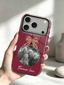 1pc DIY Burgundy Seven-Star Ladybug Fashion Pattern Design Phone Case, Cherry Red Ladybug Personalized Customized 2-In-1 Glossy Texture Protective Shell, Personalized Signature Phrase Customized Student Couple Best Friend Daily Commute Holiday Anniversary Exclusive Gift Phone Case Customized 2-In-1 Glossy Hard Shell Full Coverage Protective Cover Compatible With Iphone 11/12/13/14/15/16/17 Pro Max/18 Pro Max - Multicolor - View 1
