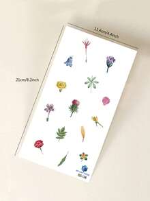 Watercolor Mini Floral Plant Pattern Party Gift DIY Holiday Gift Music Festival Temporary Tattoo Sticker For Fingers, Arms, Waist, Abdomen, Waterproof Body Skin Tattoo Sticker 1pc/Pack - Multicolor - View 6