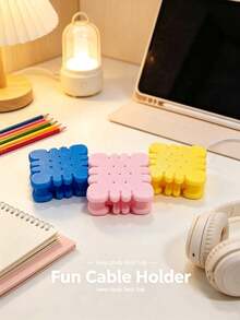 3 PiecesSet - Creative Biscuit Data Cable Storage Rack, Biscuit Shape Data Cable Storage, Cute Sandwich Biscuit Storage, Portable Cable Organizer And Decorations For Data Cable, Small Cable, And Wire Storage, Backpack Hanging Decoration, - View 6