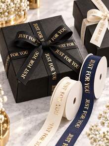 5/10/20/40m Customized Text Ribbon, Personalized 2cm Wide Gold Text Colorful Silk Satin Ribbon, Suitable For DIY Crafts, Bow Making, Wedding Decoration, Gift Wrapping And Party Decoration - Multicolor - View 7